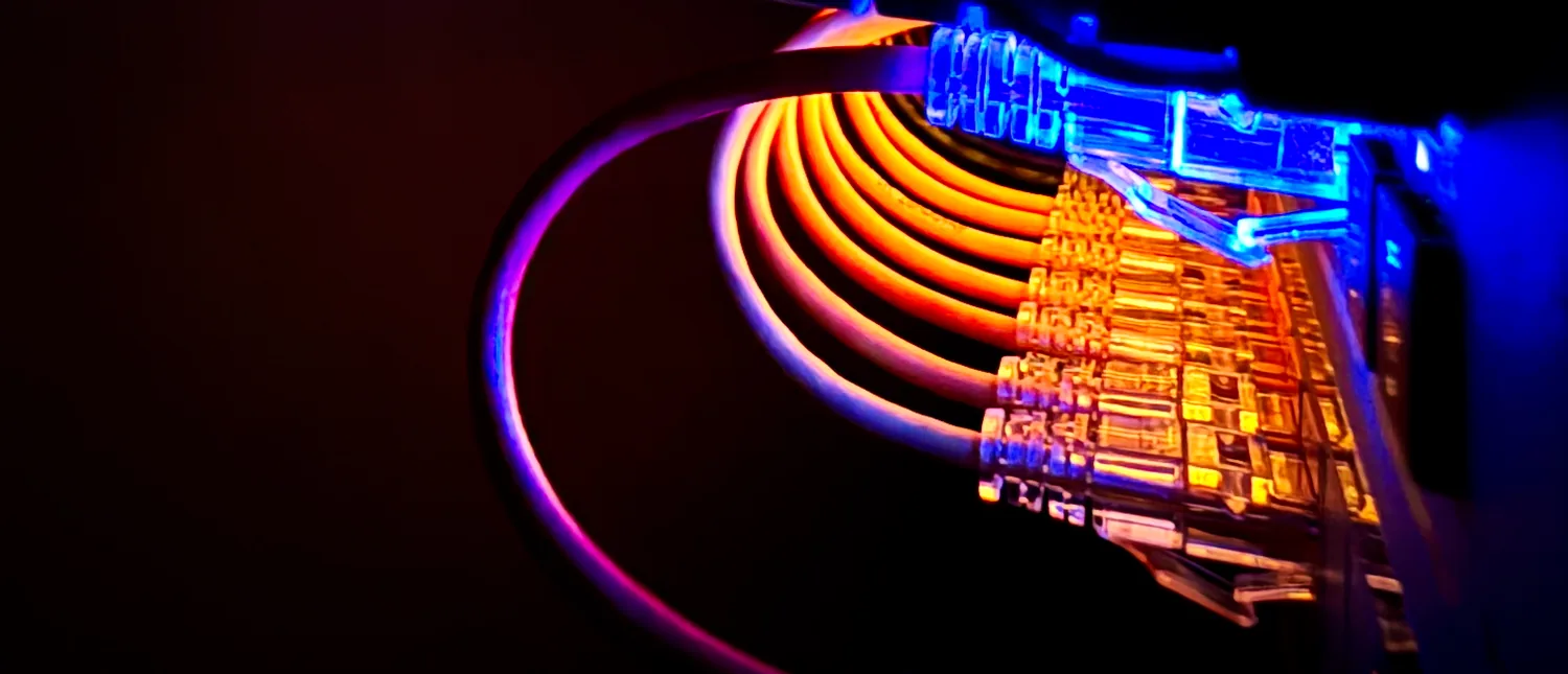 Glowing EtherLighting cables on a UniFi switch