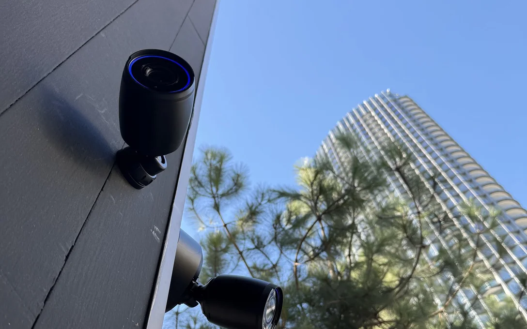 UniFi cameras on a wall at a Downtown LA high-rise