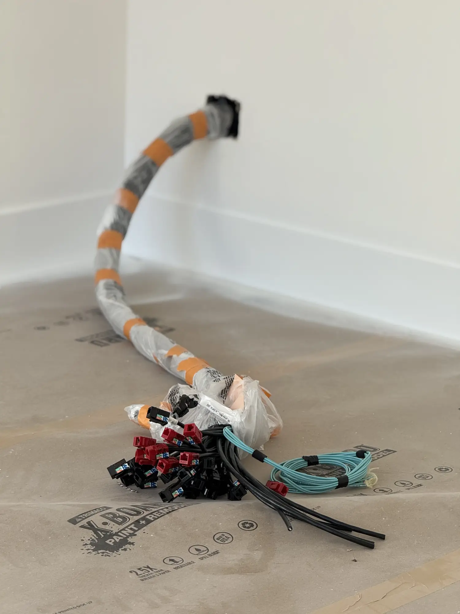 Cabling trunk, Cat6 terminations and a coil of fiber