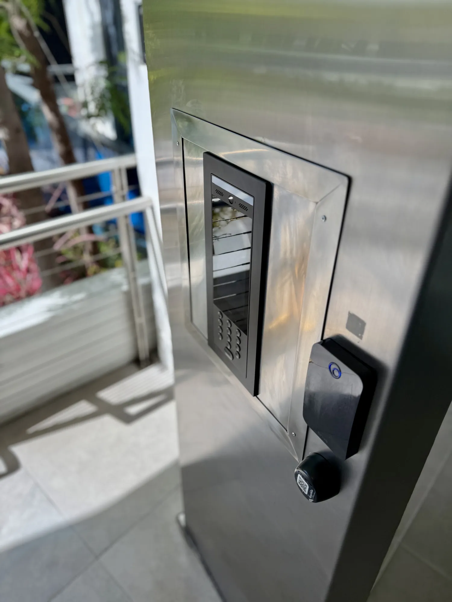 UniFi Access intercom in the pedestal, side view
