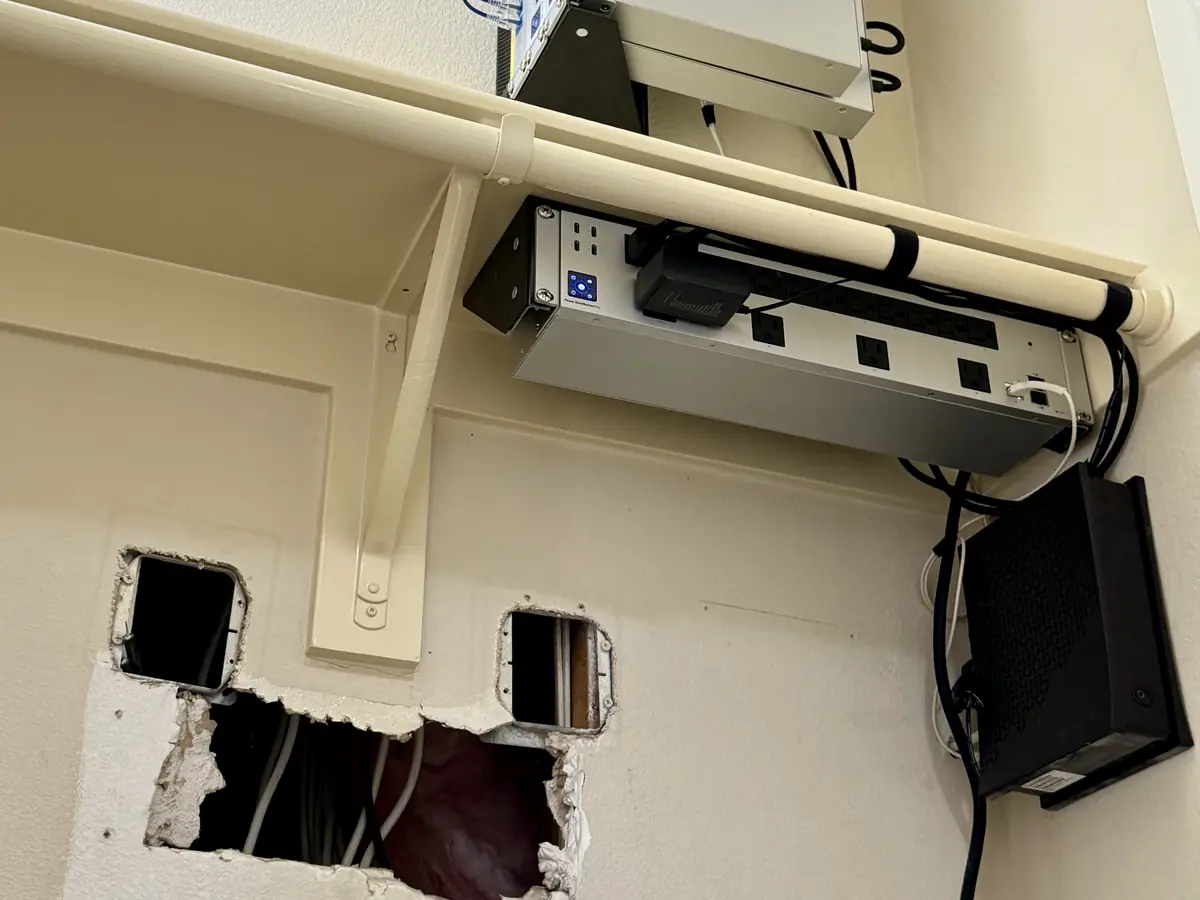 UniFi gear in the closet during the install