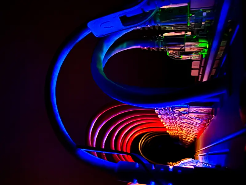 Blue patch cables with UniFi logo boots