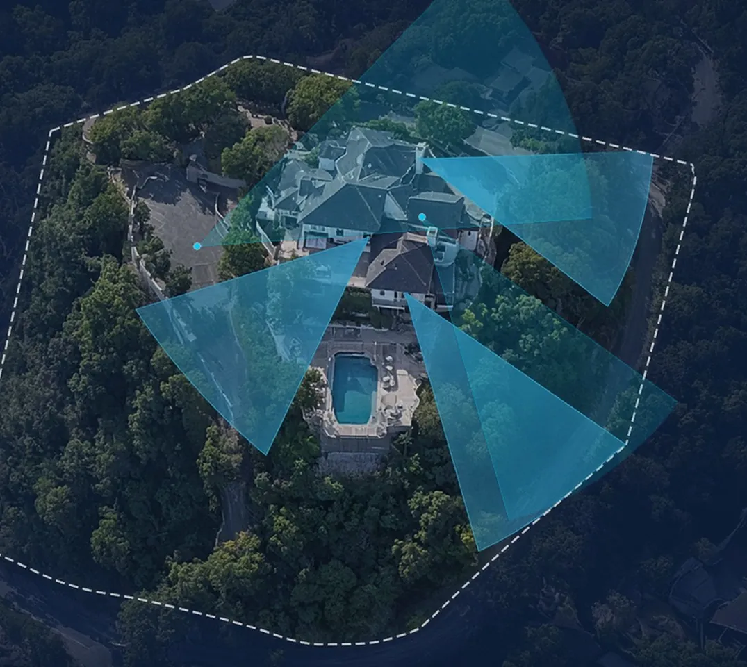 Sight camera coverage map of a property