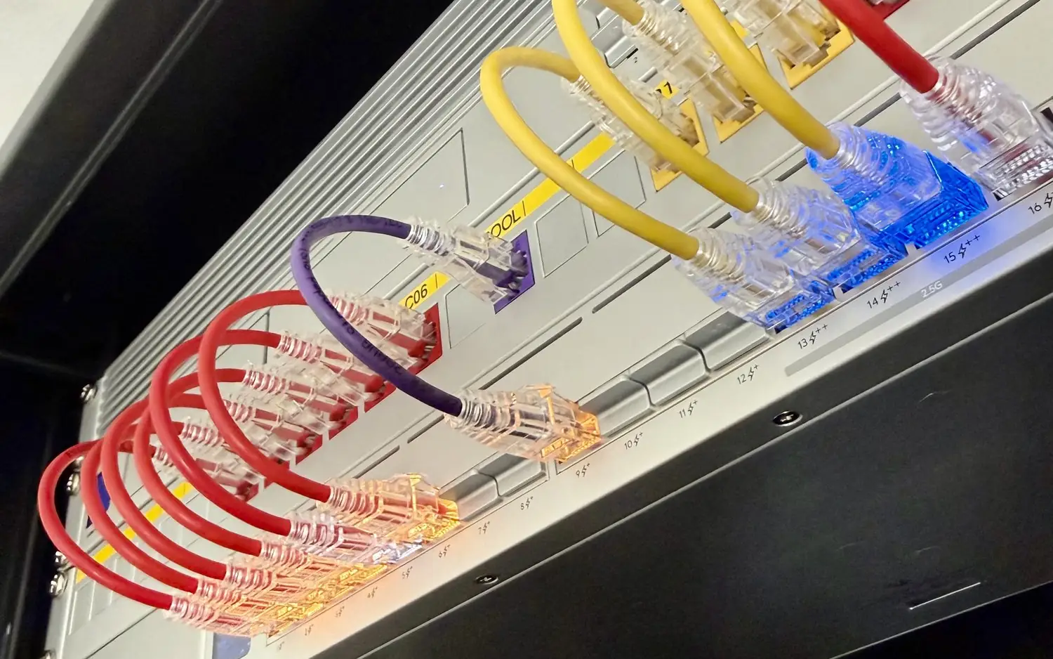 UniFi switch with patch cables