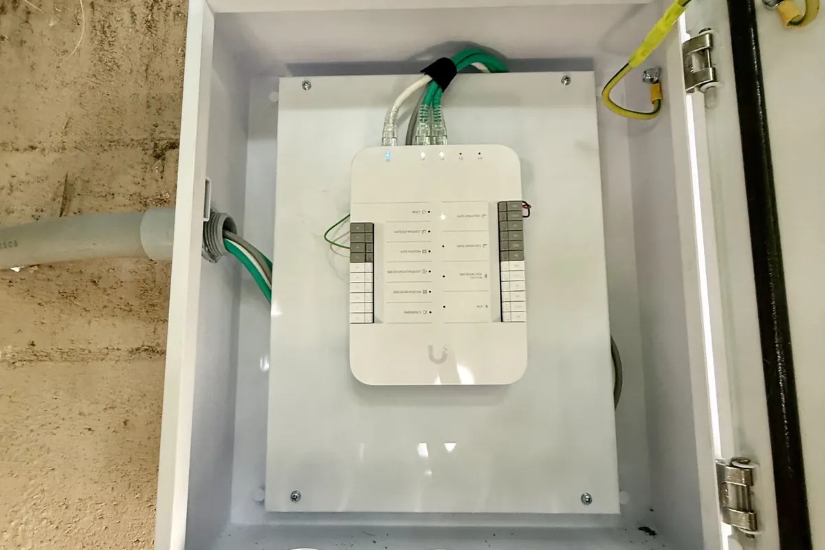 UniFi Access hub in an outdoor enclosure