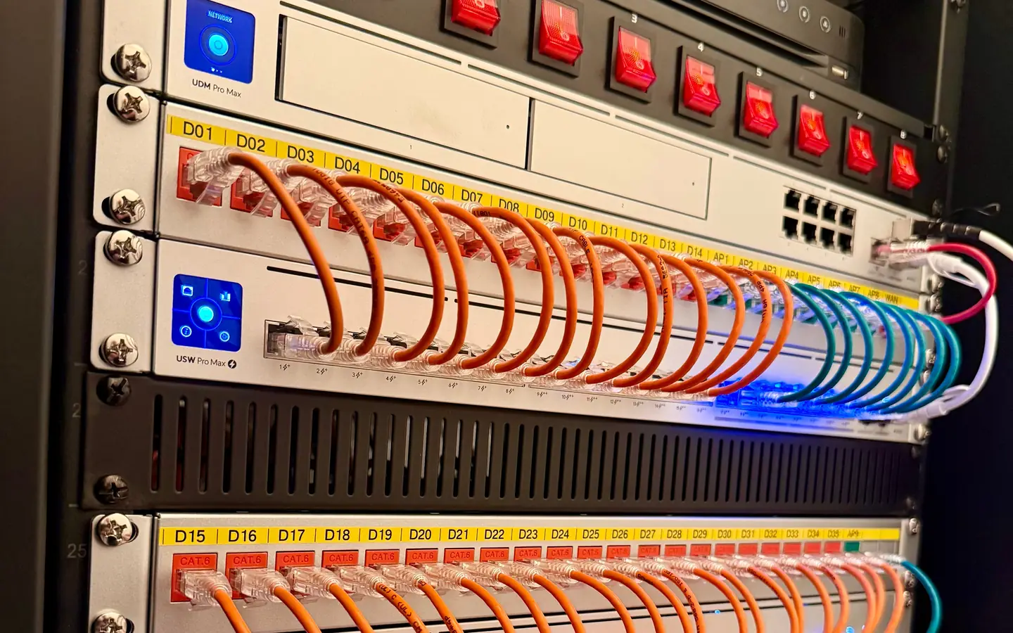 Labeled patch panels with patch cables