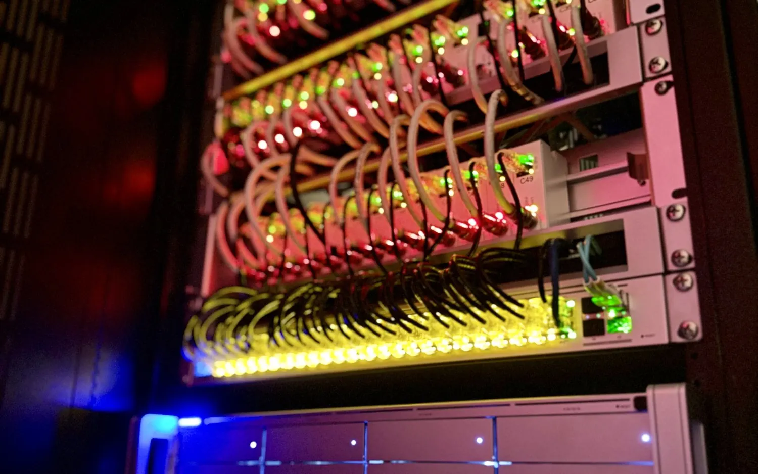 UniFi rack with patch cables
